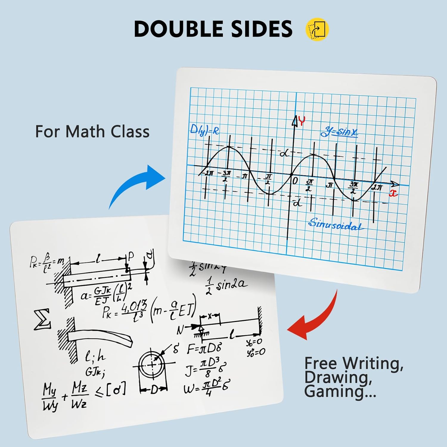 Magicfly Small White Board Grid Whiteboard Dry Erase Boards XY Axis Graph 9"x12", 16 Pack Mini Math Whiteboard Portable for Students Classroom Teachers School Supplies with 20 Pens and 16 Erasers - Image 2